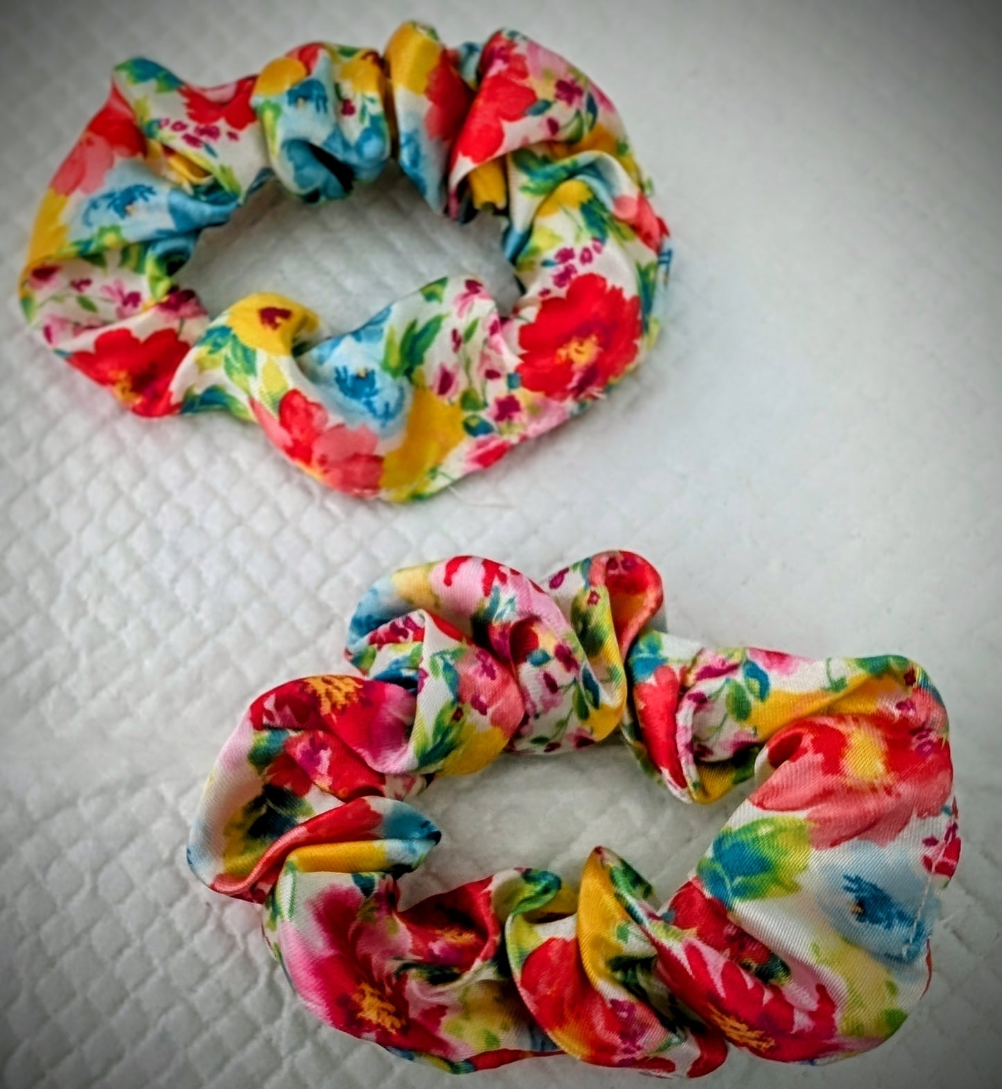 Vibrant Floral Silk Hair Scrunchies