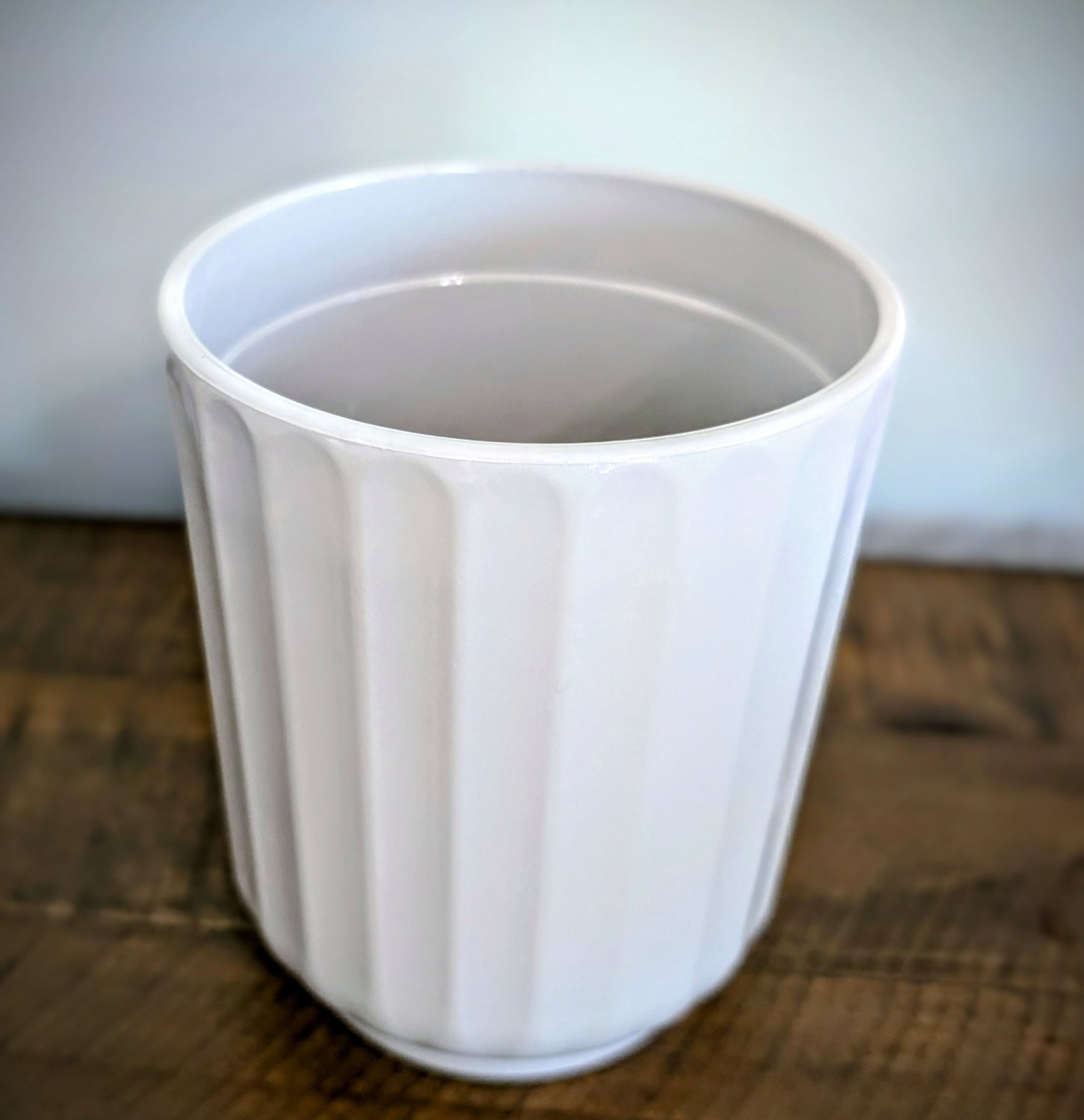 White Fluted Ribbed Vase