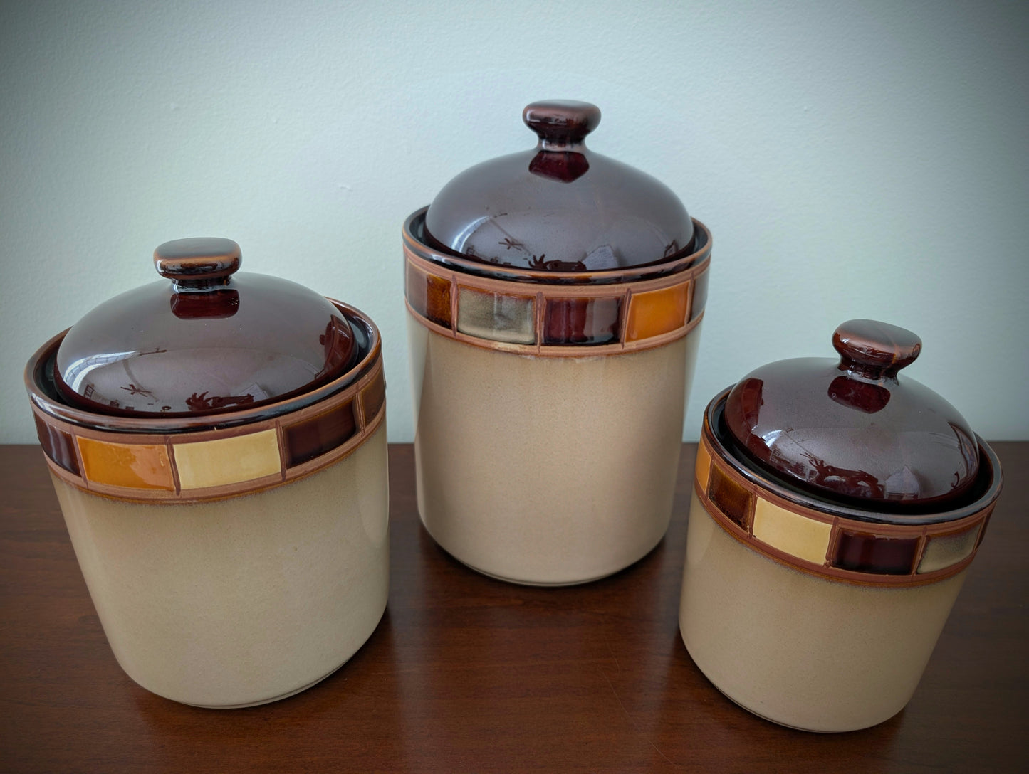Ceramic Brown Canister Set