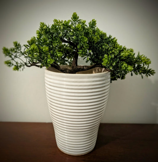 White Ceramic Flowerpot