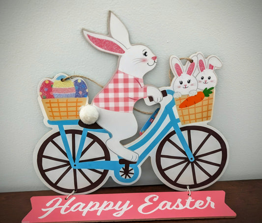 Cyclist Easter Bunny Wall Décor