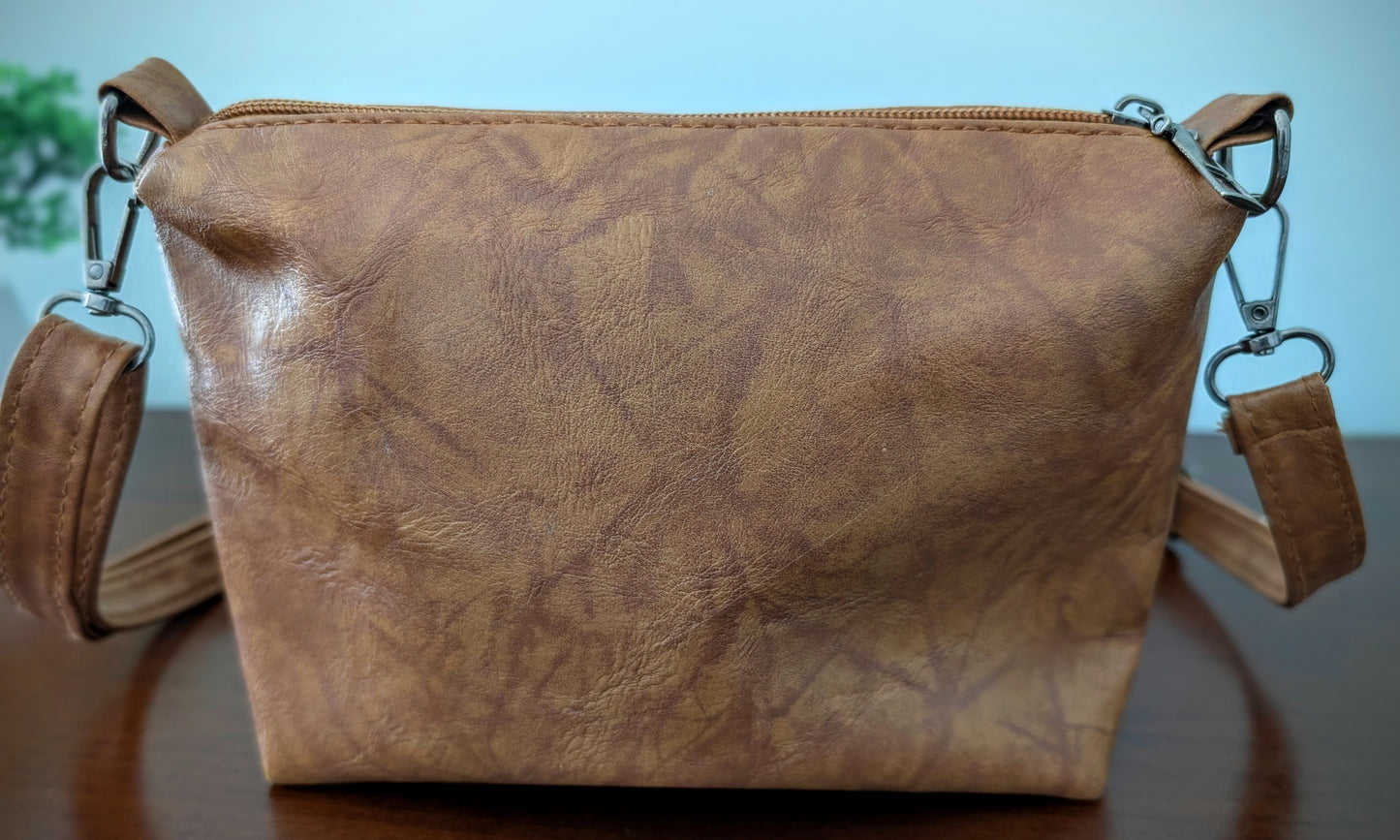 Light Brown Faux Leather Crossbody Bag