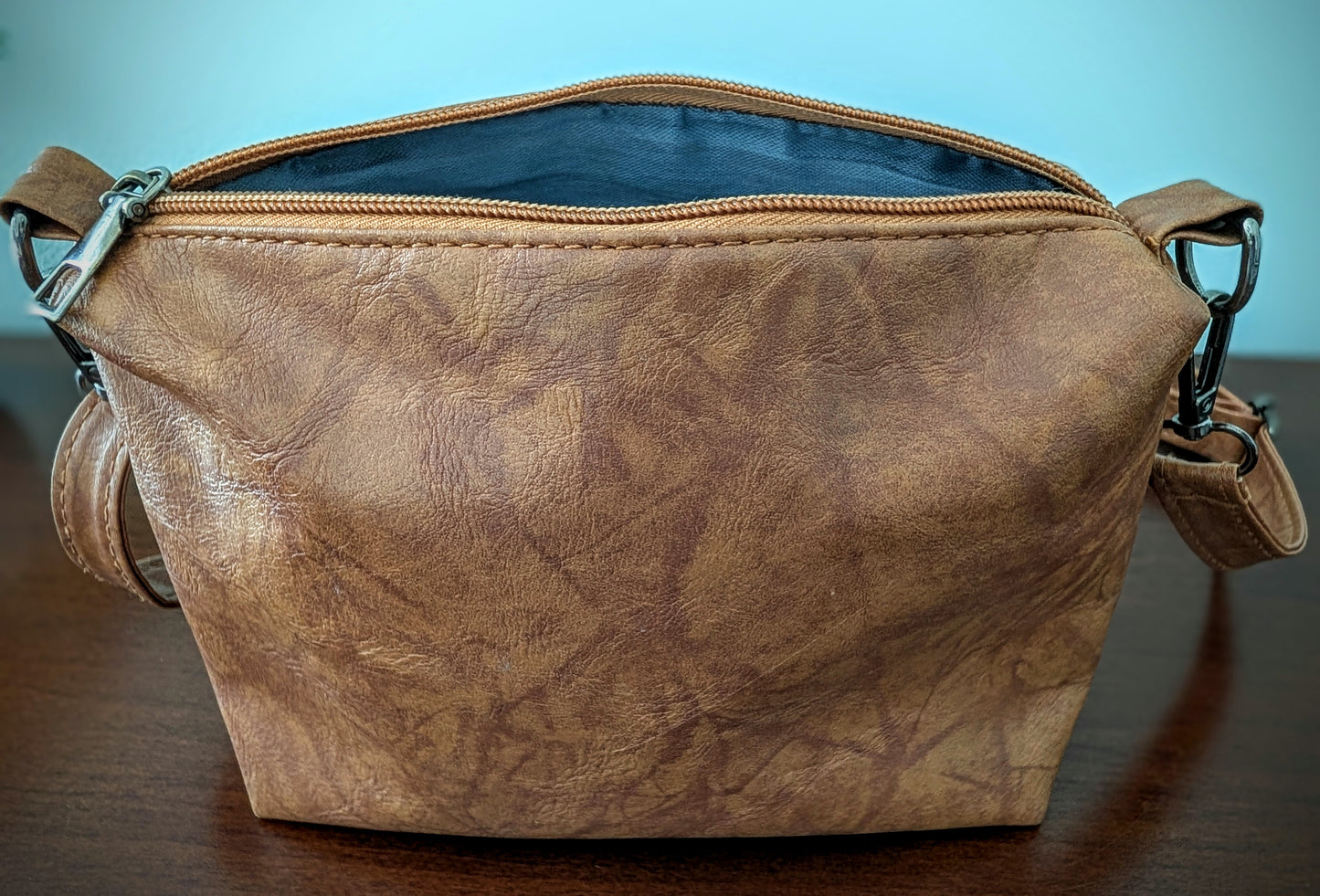 Light Brown Faux Leather Crossbody Bag