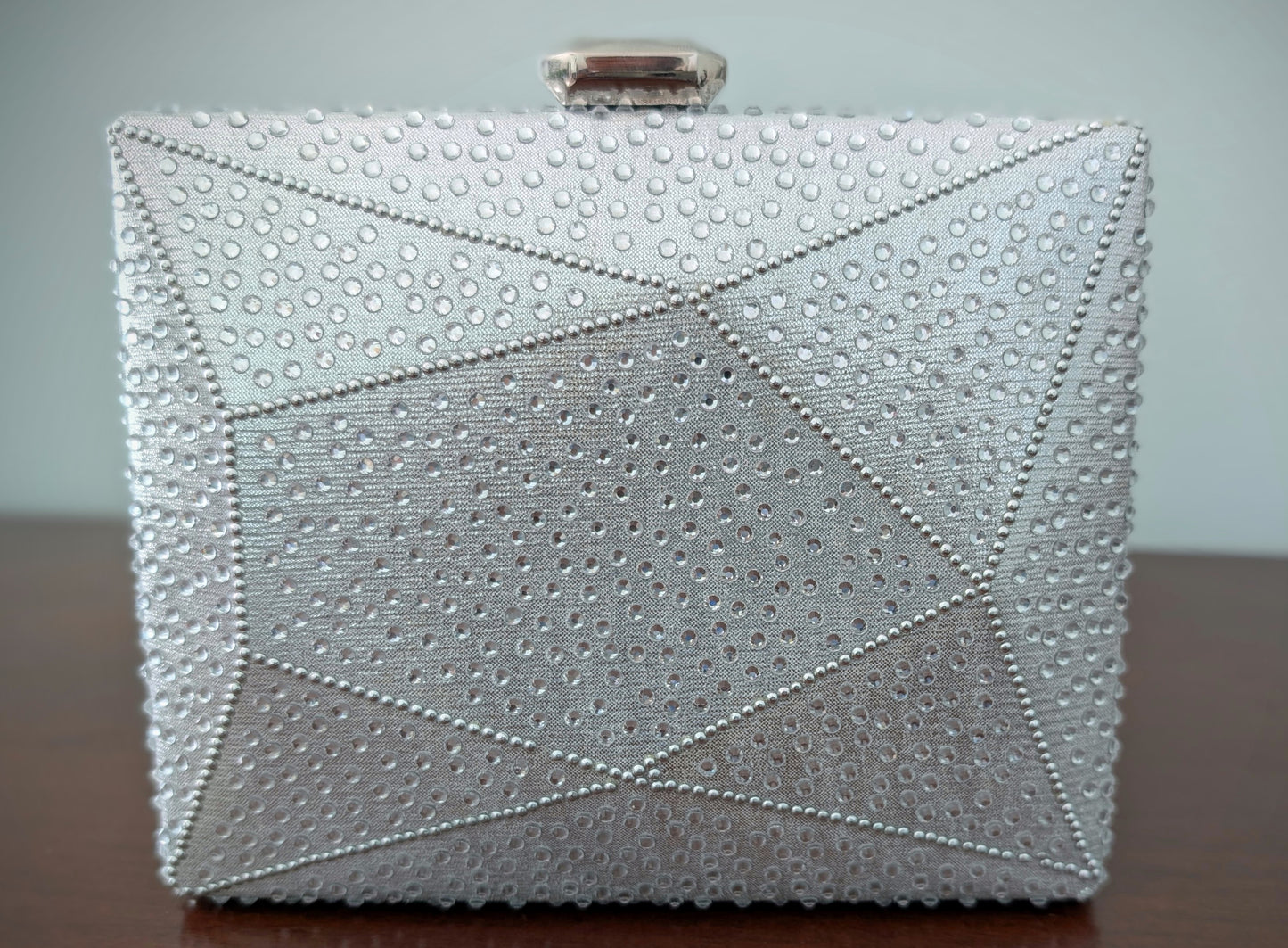 Silver Studded Clutch with Chain Strap