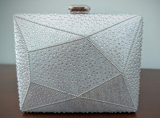 Silver Studded Clutch with Chain Strap