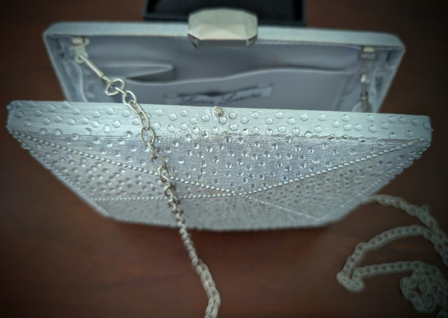 Silver Studded Clutch with Chain Strap